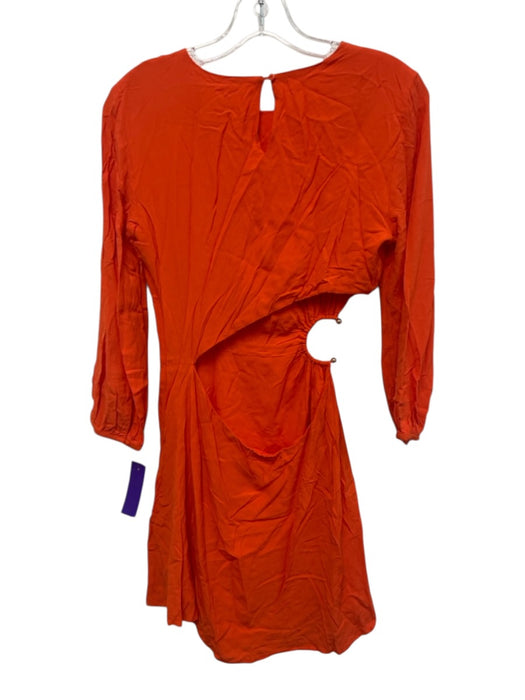 Ba&sh Size S Orange Viscose Cut Out Gold Tone Hardware Mini Dress Orange / S