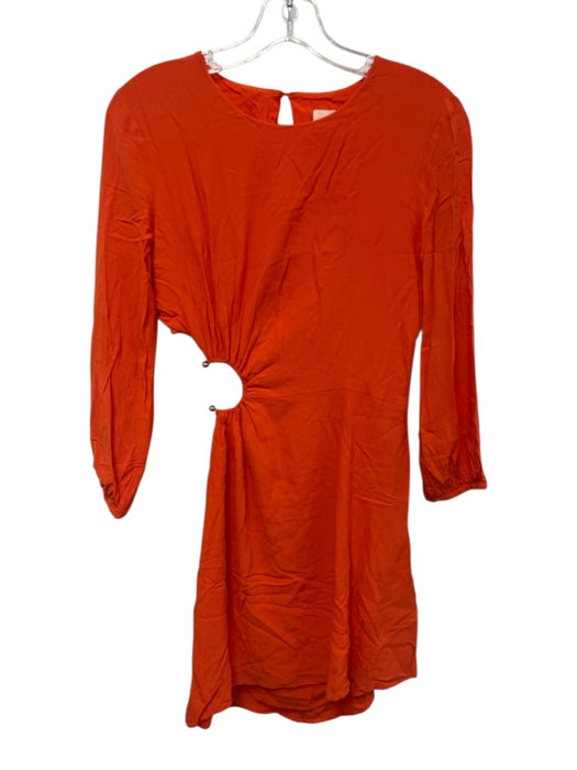 Ba&sh Size S Orange Viscose Cut Out Gold Tone Hardware Mini Dress Orange / S