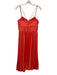 AMUR Size 4 Coral Orange Polyester Pleated V Neck Spaghetti Strap Midi Dress Coral Orange / 4