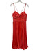 AMUR Size 4 Coral Orange Polyester Pleated V Neck Spaghetti Strap Midi Dress Coral Orange / 4