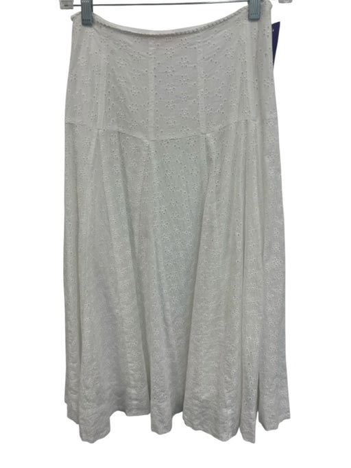 Olivaceous Size S White Cotton Eyelet Paneled Side Zip Midi Skirt White / S