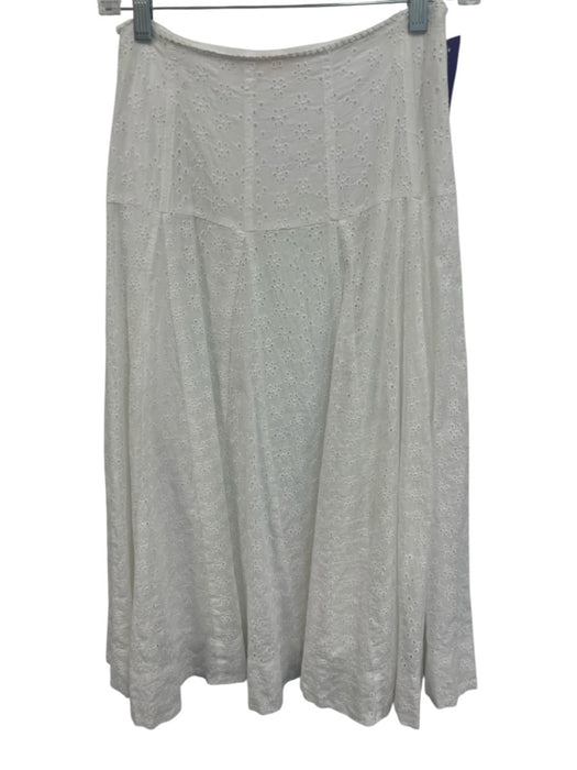 Olivaceous Size S White Cotton Eyelet Paneled Side Zip Midi Skirt White / S