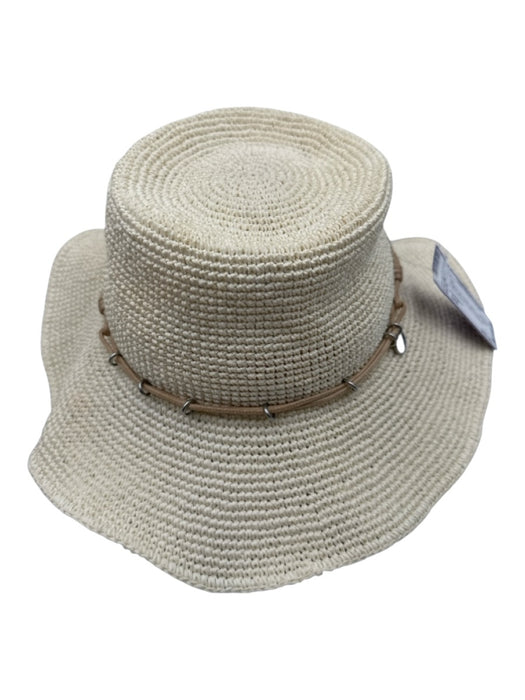 Rag & Bone Beige & Tan Paper Straw Cord Silver Tone Hardware Floppy Hat Beige & Tan / S/M