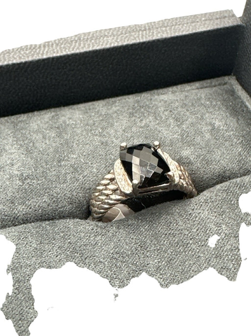 David Yurman Black & Silver 925 Sterling Silver onyx & diamond 3 Strand Ring Black & Silver