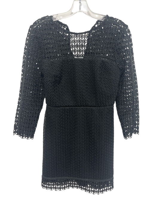 Cynthia Rowley Size 4 Black Polyester Long Sleeve Cut Outs Knit Midi Dress Black / 4