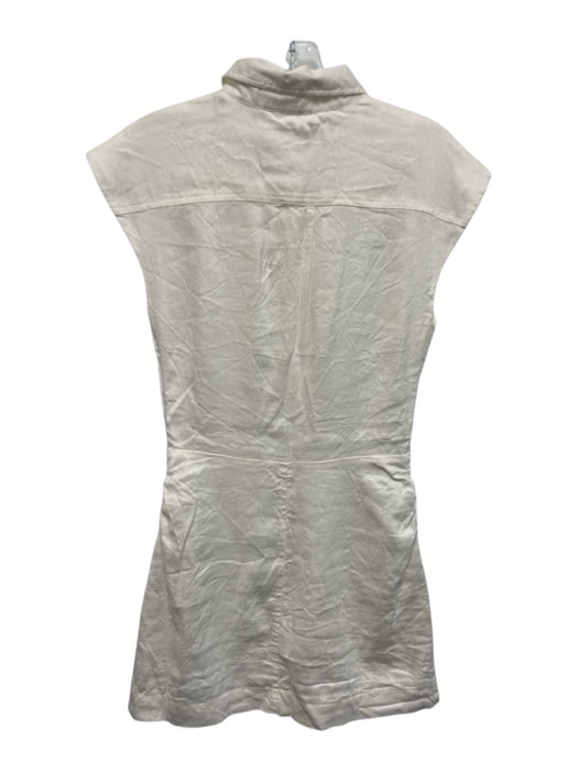 Frame Size S White Sleeveless Collar Buttons Knee length Dress White / S