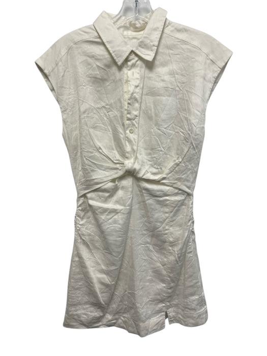 Frame Size S White Sleeveless Collar Buttons Knee length Dress White / S