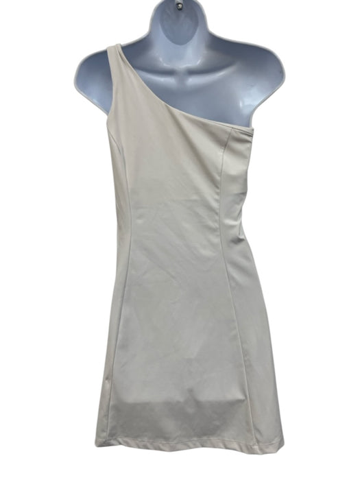 Outdoor Voices Size S White Nylon Blend One Shoulder Athletic Knee Length Dress White / S