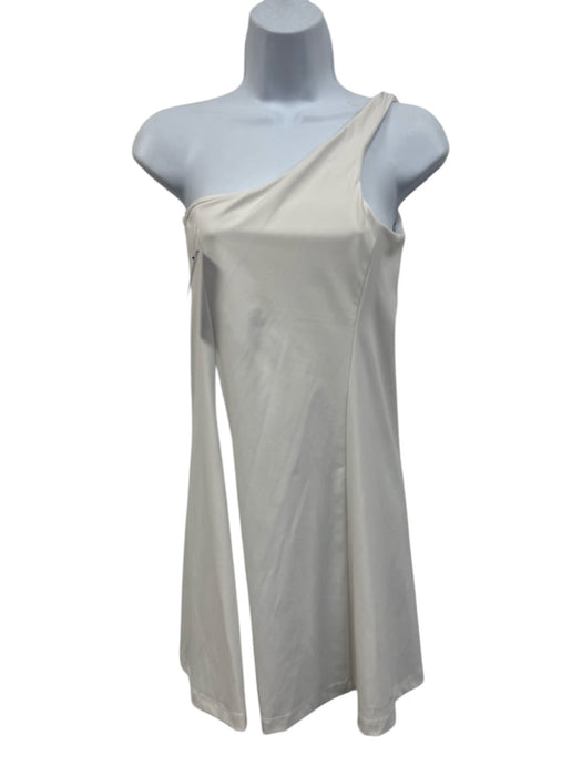 Outdoor Voices Size S White Nylon Blend One Shoulder Athletic Knee Length Dress White / S