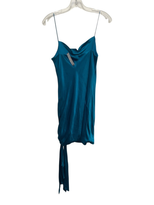 Cinq a Sept Size 4 Blue Silk Sleeveless Tie Detail Shine Dress Blue / 4