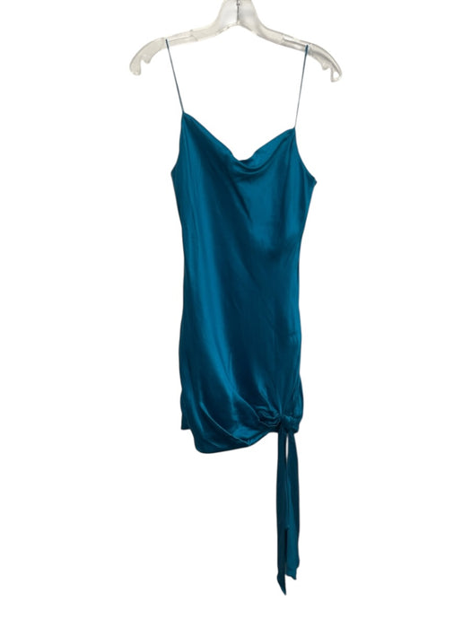 Cinq a Sept Size 4 Blue Silk Sleeveless Tie Detail Shine Dress Blue / 4