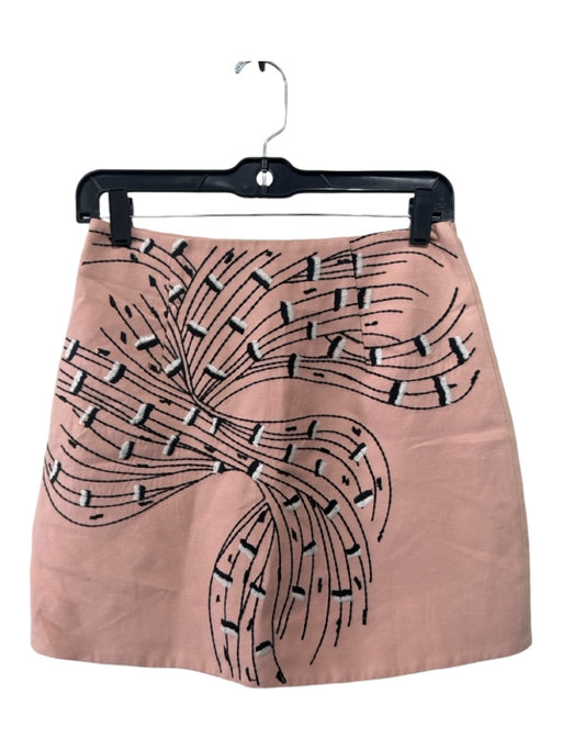 C/Meo Collective Size S Light Pink & Black Polyester Embroidered Back Zip Skirt Light Pink & Black / S