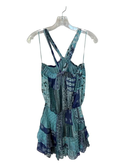 Ramy Brook Size XS Teal & Blue Silk Bandana Print Halter Mini Dress Teal & Blue / XS