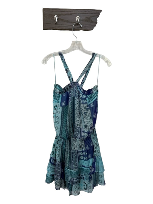 Ramy Brook Size XS Teal & Blue Silk Bandana Print Halter Mini Dress Teal & Blue / XS