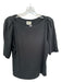Nation Size M Black Pima Cotton Short Sleeve Pleated Shoulder Top Black / M