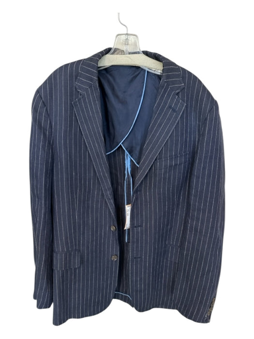 J. Crew Navy & Tan Linen Pinstripe 3 Button Men's Blazer Navy & Tan / 42R