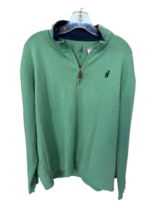 Johnnie-O Green & Navy Cotton Color Block Long Sleeve Half Zip Men's Pullover Green & Navy / XL
