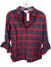 Gretchen Scott Size S Navy & Red Cotton Plaid Long Sleeve Button Down Top Navy & Red / S