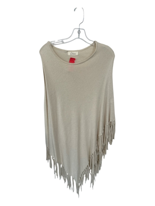 Elan Size One Size Cream Angora Blend Fringe Sweater Cream / One Size