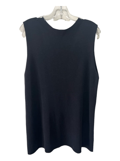 Eileen Fisher Size L Black Wool Crewneck Sleeveless Tunic Top Black / L