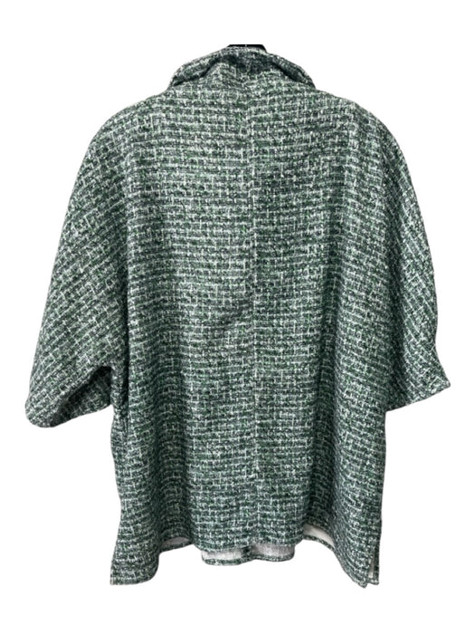 Ann Mashburn Size XL Green Print Cotton Blend V Neck tweed 3/4 Sleeve Top Green Print / XL