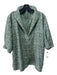 Ann Mashburn Size XL Green Print Cotton Blend V Neck tweed 3/4 Sleeve Top Green Print / XL