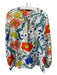 Kobi Halperin Size L White, Orange & Blue Cotton & Silk Floral V Neck Top White, Orange & Blue / L