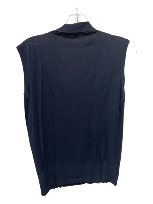 Max Mara Size XL Navy Viscose Blend Sleeveless Collar Knit Surplice Top Navy / XL