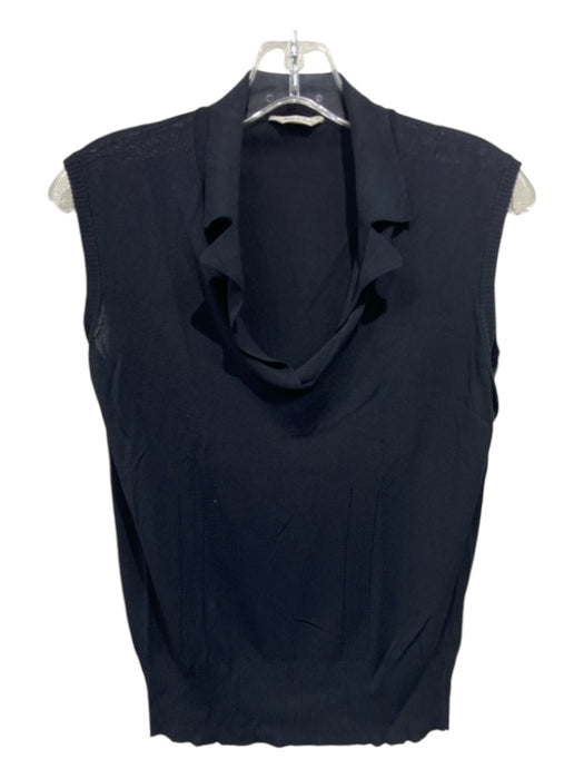 Max Mara Size XL Navy Viscose Blend Sleeveless Collar Knit Surplice Top Navy / XL