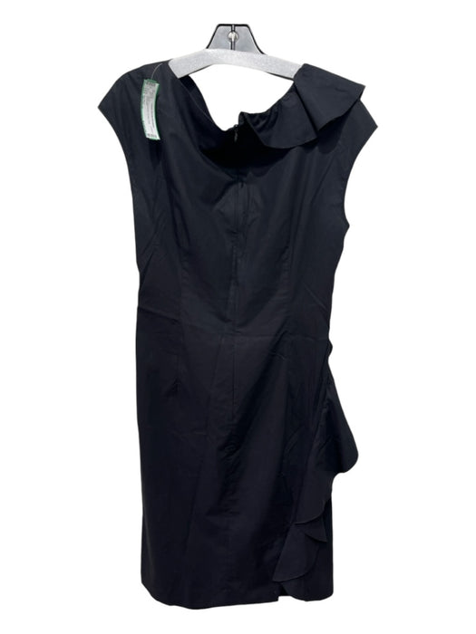 Max Mara Size Medium Black Sleeveless Ruffles Midi Dress Black / Medium