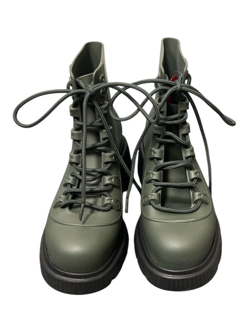 Melissa Shoe Size 4 Army Green High Top lace up Round Toe Lug Sole Boots Army Green / 4