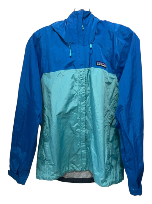 Patagonia Size S Blue & Teal Nylon Zip Up Hoodie Front Pockets Jacket Blue & Teal / S