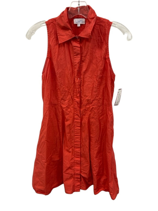 Livro Size S Red Cotton Sleeveless Collar Buttons Mini Dress Red / S