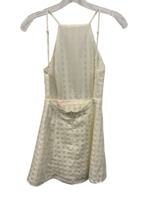 NBD Size S Cream Polyester Sleeveless Windowpane Open Back Mini Dress Cream / S