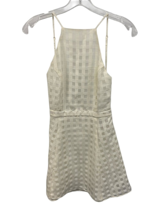 NBD Size S Cream Polyester Sleeveless Windowpane Open Back Mini Dress Cream / S