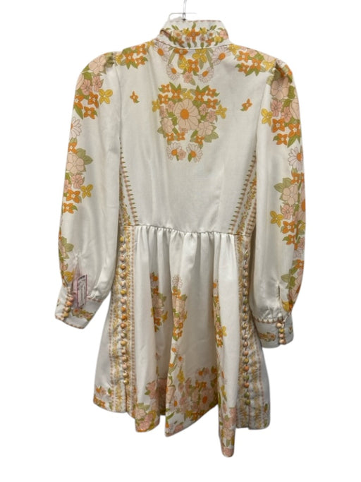 Beulah Size XS Yellow, Green, Orange Cotton & Polyester Long puff sleeve Dress Yellow, Green, Orange / XS