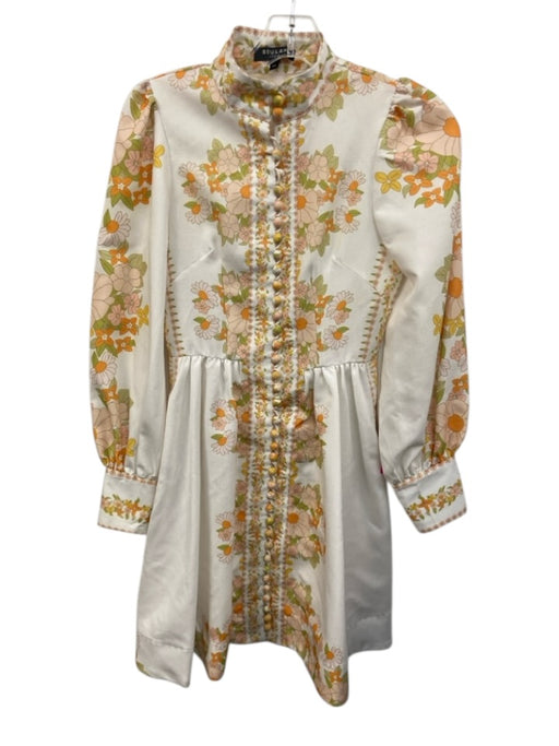 Beulah Size XS Yellow, Green, Orange Cotton & Polyester Long puff sleeve Dress Yellow, Green, Orange / XS