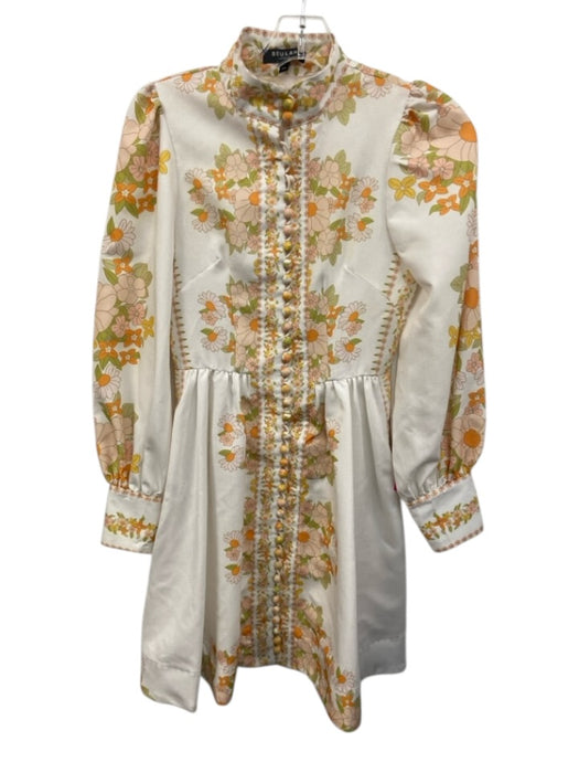Beulah Size XS Yellow, Green, Orange Cotton & Polyester Long puff sleeve Dress Yellow, Green, Orange / XS