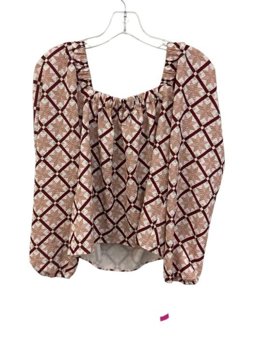 Mason's Daughter Size XS Beige, Red, Multi Polyester Long puff sleeve Top Beige, Red, Multi / XS