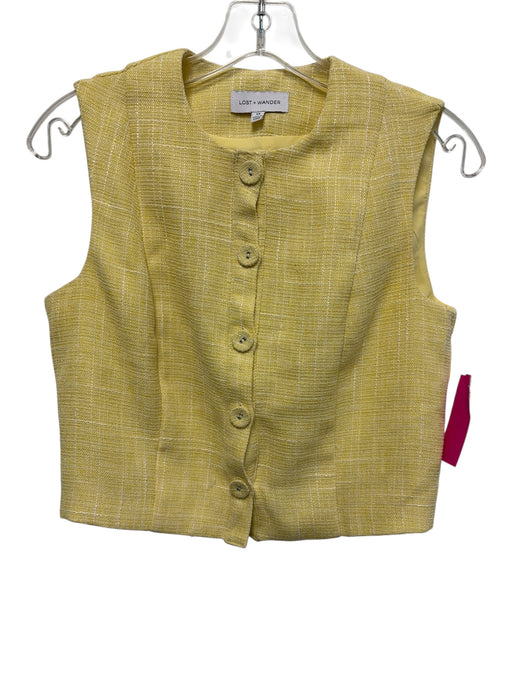 Lost + Wander Size XS/S Yellow Polyester Sleeveless Knit Buttons Mini Skirt Set Yellow / XS/S
