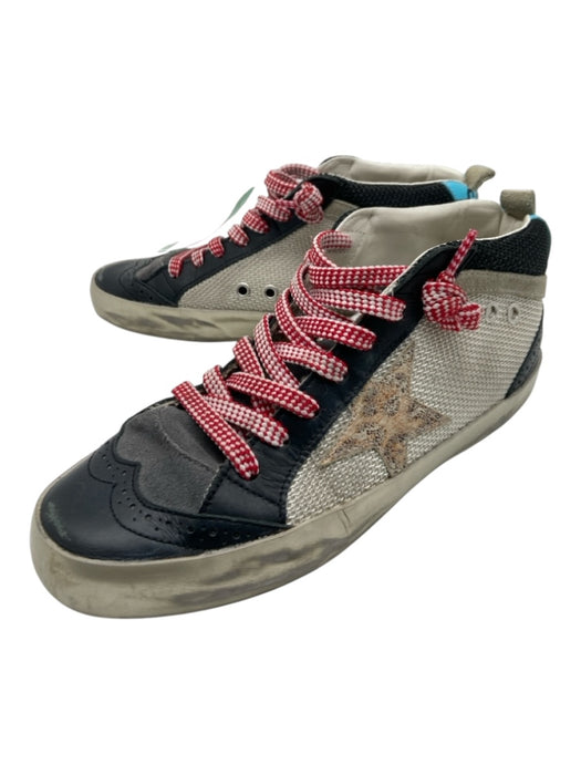 Golden Goose Shoe Size 36 Black, Gray & Red Leather & Canvas Mid Rise Sneakers Black, Gray & Red / 36