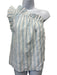 Mason's Daughter Size XS White & Light Blue Cotton Blend One Shoulder Ruffle Top White & Light Blue / XS