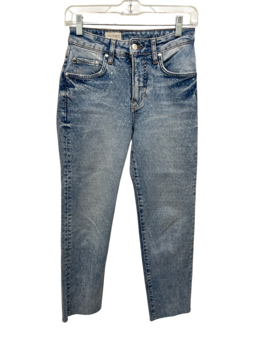 Pilcro Size 23 Light Wash Cotton Denim High Rise Rhinestone Straight Leg Jeans Light Wash / 23