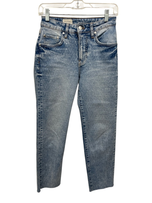 Pilcro Size 23 Light Wash Cotton Denim High Rise Rhinestone Straight Leg Jeans Light Wash / 23