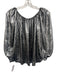 The Great Size 0 Gunmetal Silver Polyester Metallic Puff 1/2 Sleeve Top Gunmetal Silver / 0