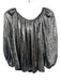 The Great Size 0 Gunmetal Silver Polyester Metallic Puff 1/2 Sleeve Top Gunmetal Silver / 0