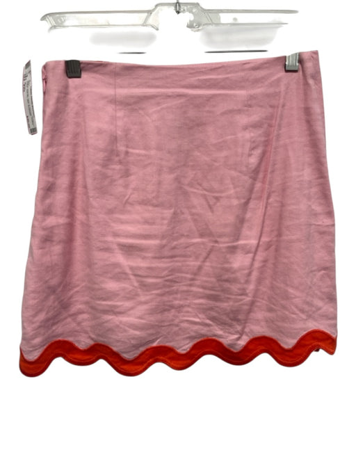 Maeve Size XXS Pink & Orange Linen & Viscose Scallop Detail Side Zip Mini Skirt Pink & Orange / XXS