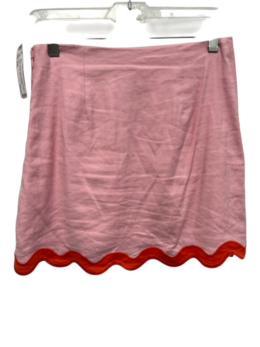 Maeve Size XXS Pink & Orange Linen & Viscose Scallop Detail Side Zip Mini Skirt Pink & Orange / XXS
