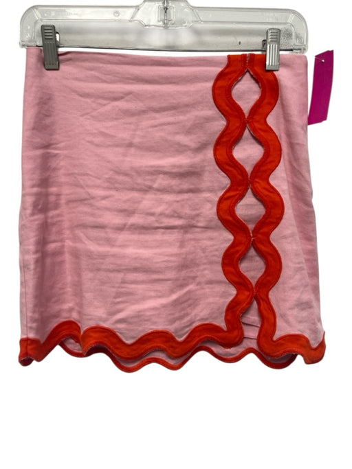 Maeve Size XXS Pink & Orange Linen & Viscose Scallop Detail Side Zip Mini Skirt Pink & Orange / XXS