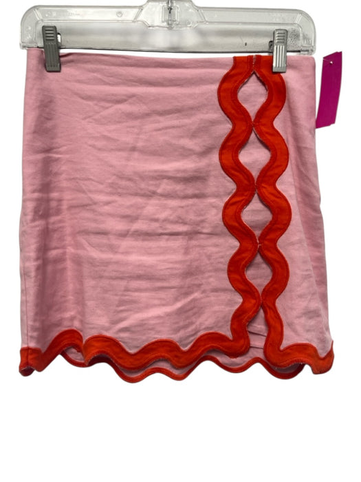 Maeve Size XXS Pink & Orange Linen & Viscose Scallop Detail Side Zip Mini Skirt Pink & Orange / XXS